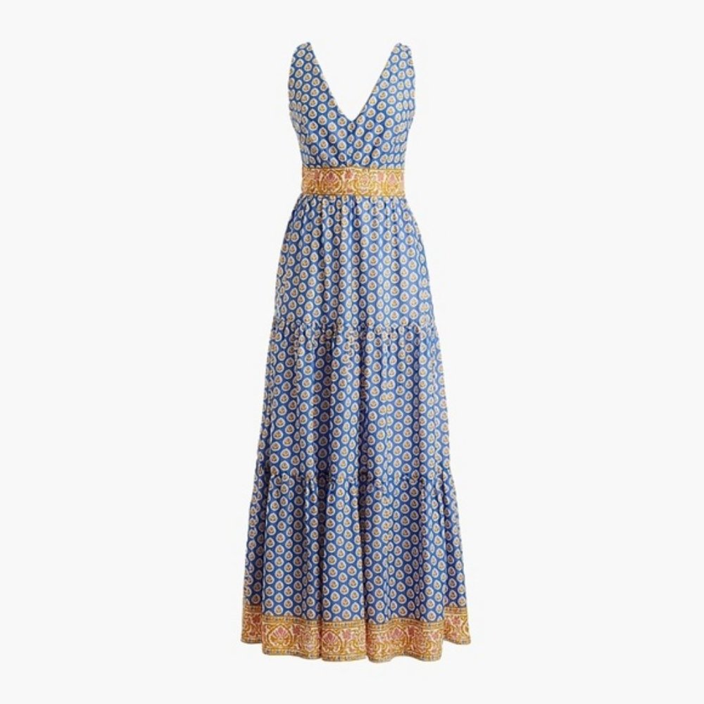COPY - J Crew Point Sur Tiered Block Print Cotton Maxi